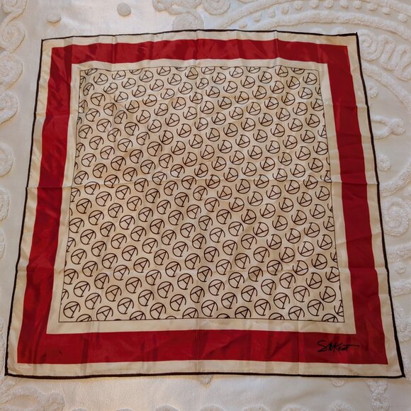 VINTAGE 1960s S M Kent Avon President's Club scarf EUC cream brown orange - Picture 6 of 7
